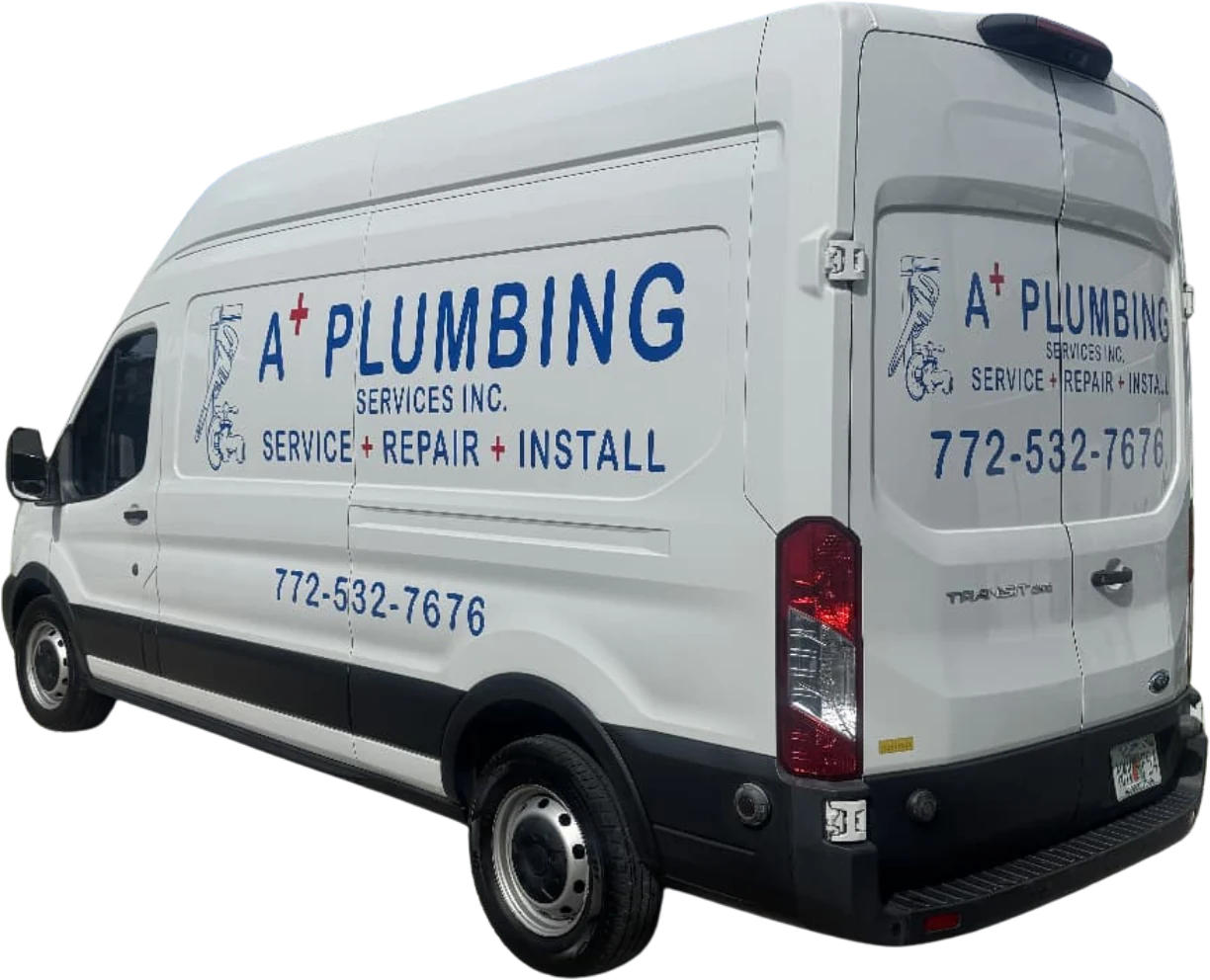 A Plus Plumbing Services branded service van